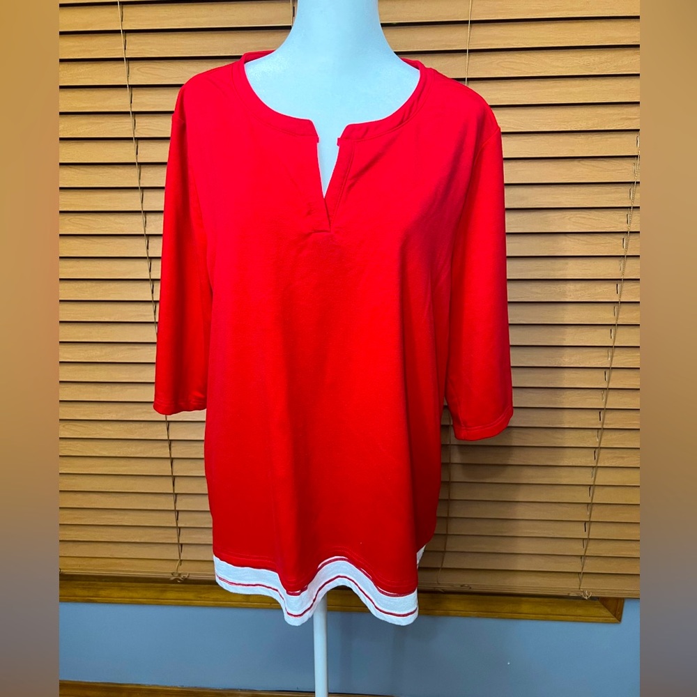 Kim Rogers short sleeve top red Sz XL